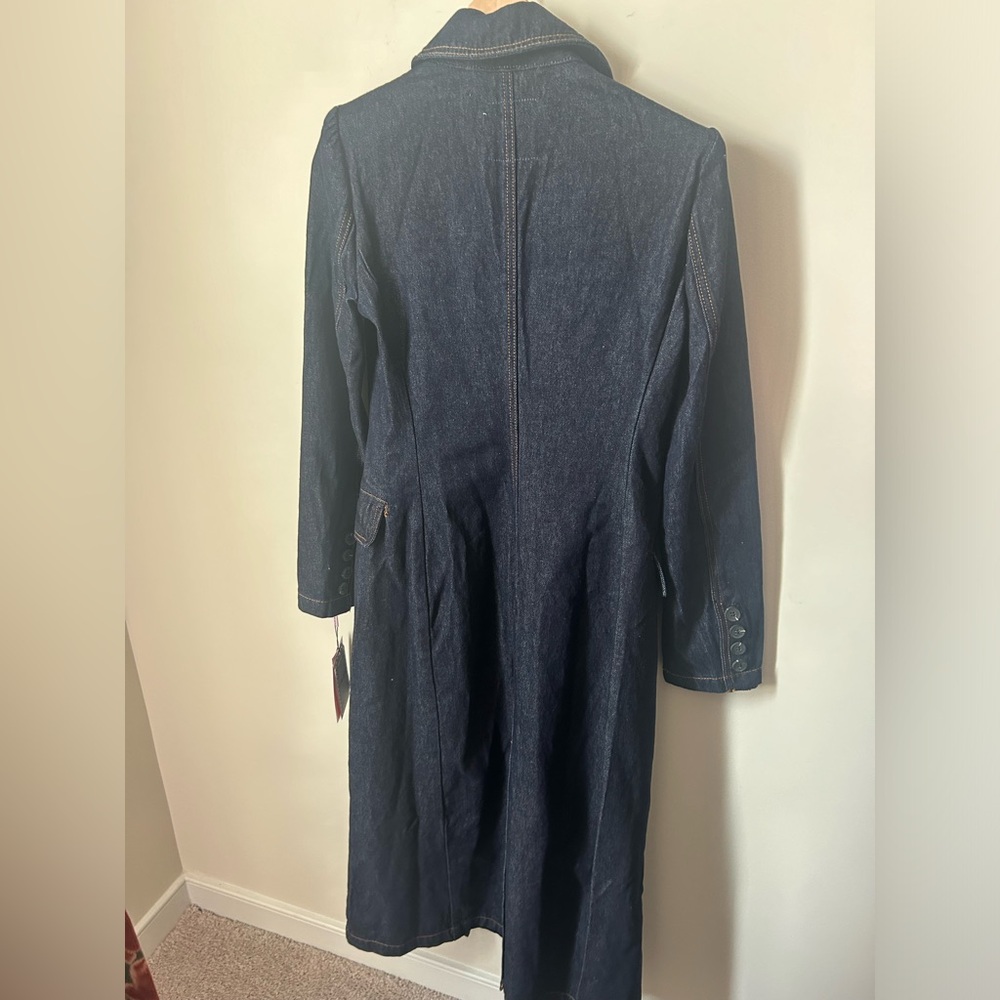 Avec Les Filles Dark Wash Denim Fall Trench Coat - Picture 5 of 5